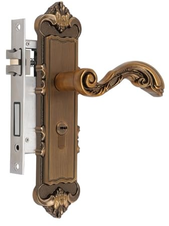 Linanty Türgriffe Innentüren mit Schließzylinder und 3 Schlüsseln, Retro Türschloss Türbeschlag mit 2 Türgriffen, aus Kupfer, Aluminium, Edelstahl