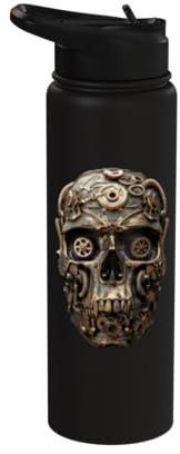 Steampunk Mechanical Skull Art Stainless Steel Insulated Water Bottle