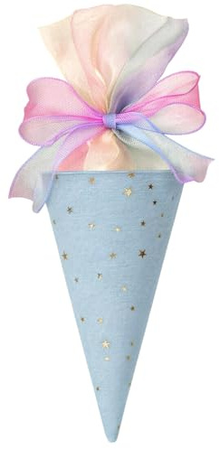 O-Kinee Geschwistertüten,Schultüte zur Einschulung,Faltbare Zuckertüte zum Befullen für Schuleinführung Party (Blau)