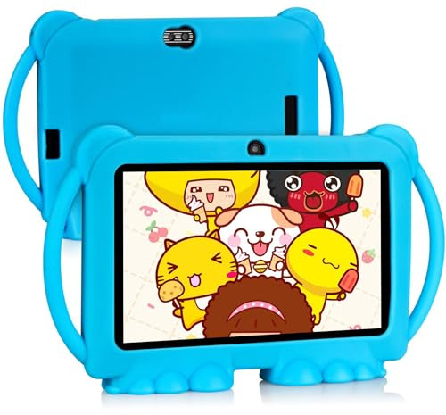 Tibuta Kinder Kids Tablet 7 Zoll,Android 12,2GB RAM + 32GB ROM,3000mAh,Blau | 1024*600 Full HD Display Tablet für Kinder,WiFi Kindersicherungsmodus Kids Tablet