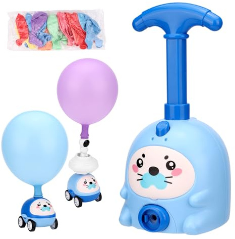 Sinbana Balloon Launcher Toy Set, Animal Air Powered Balloon Car Toy with Manual Pump 2-in-1 DIY Interactive Car Kit Party Game for Outdoor Fun Party Favors