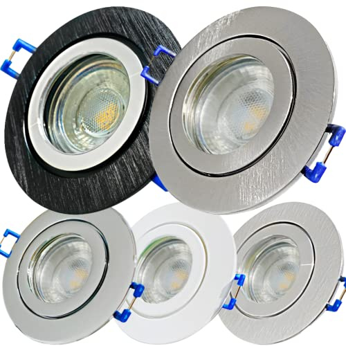 Lichtfaktor24 LED Bad Einbaustrahler 12V inkl. 3 x 5W LED LM Farbe Eisen geb. IP44 LED Einbauleuchten Neptun Rund 3000K mit Trafo