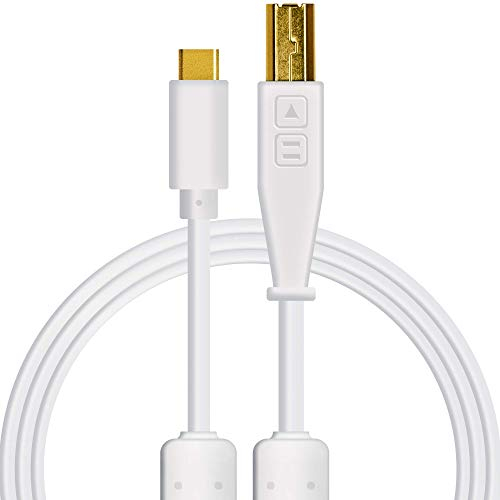 DJ TechTools Chroma Cables: Audio Optimized 1.5M USB-C to USB-B Cable with 56K Resistor (White, 1.5m)