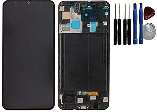 SPES Original Samsung Service Amoled Display Bildschirm Touchscreen Anzeige für Samsung Galaxy A50 A505F mit Rahmen Schwarz inkl.Einbauwerkzeug