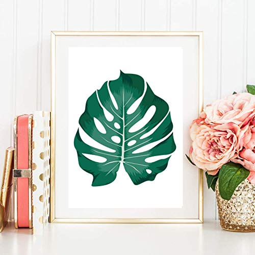 Din A4 Kunstdruck ungerahmt - Monstera Fensterblatt Tropisch Tropen Blatt grün Grafik modern Natur Deko, Geschenk Druck Poster Bild