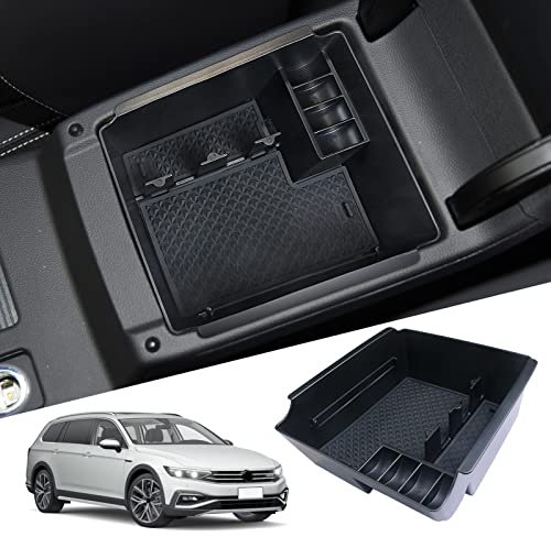 SHAOHAO Kompatibel mit VW Passat B8 2015-2023(ab BJ 11/2014, Typ 3G )Mittelkonsole Armlehne Aufbewahrungsbox Mittelarmlehne Organizer Tray Multifunktionaler Handschuhfach passat b8 zubehör