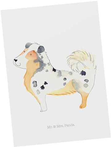 Mr. & Mrs. Panda Postkarte Hund Australien Shepherd - Geschenk, Familienhund, Hundemotiv, Grußkarte, Einladungskarte, Hundeliebe, Einladung,