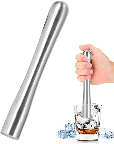 Pestello per Cocktail in Acciaio, Bastone per Fare Mojito, Limone Schiacciapatate per Tritare Cubetti Di Ghiaccio, Professionale Pestello Da Cocktail Con Design a Trama a Grana Rialzata per Bar