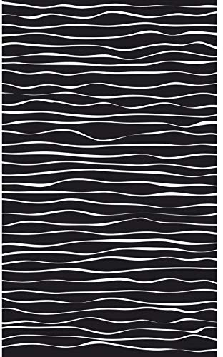 PLAGE Papier peint intissé noir et blanc, motif vagues horizontales, 250 cm X 150 cm - Décoration intérieure parfaite.