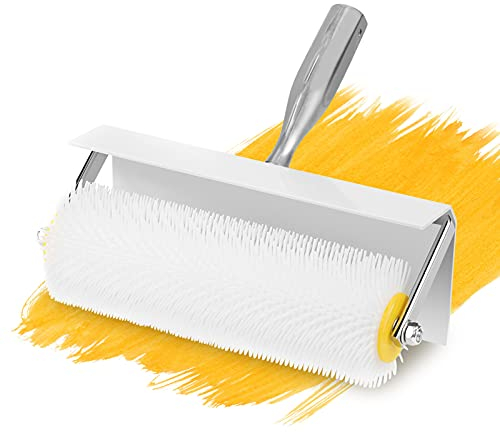 Entlüftungsroller mit Spritzschutz, Spike Walze Spiked Estrich Verbundwalze, Belüften Walze 250 mm Latex Selbstnivellierender Estrich Nivellierer Bodenbelag zum Entfernen von Luftblasen