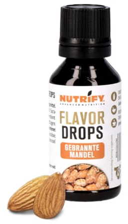 NUTRIFY Flavour Drops Gebrannte Mandeln 30ml Geschmackstropfen ohne Kalorien, mehr Mandelgeschmack in Lebensmittel & Getränke, zuckerfreie vegan Aromatropfen, Mandelaroma, Roasted Almond