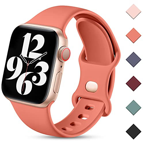 Charlam Compatible con Correa Apple Watch 42mm 44mm 45mm 49mm para Mujeres Hombres, Deportivas de Silicona Correas Compatible con iWatch SE Series 8 7 6 5 4 3 2 1, 42mm/44mm/45mm/49mm, Coral