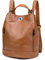 Kiepoar Damen Leder Rucksack Umhängetasche Elegant Bucket Bag, Große Lederrucksack Wasserdicht 2 in 1 als Fashion Backpack und Schultertasche, Daypack Leichte Mode, Bag für Arbeit Schule Reise, braun