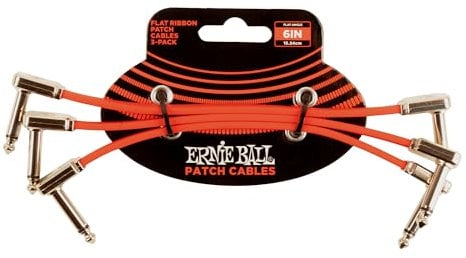 Ernie Ball 6” Flat Ribbon Patch Cable 3-Pack - Red