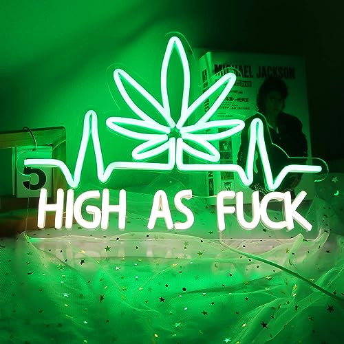 JFLLamp Leaf High as Neon Signs for Wall Decor Neon Lights for Bedroom Led Weed Neon Signs Suitable for Man Cave Living Room Beer Bar Game Room Hotel Birthday Party Restaurant Christmas Led Art Wall