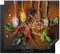 MuchoWow Herdabdeckplatte Ceranfeld Spritzschutz Küche Löffel - Kräuter - Chili - Gewürze - Salz 59x52 cm Induktionsherd Abdeckung Induktionskochfeld Ceranfeldabdeckung