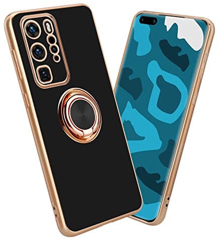 Cadorabo Hülle kompatibel mit Huawei P40 PRO Schutzhülle TPU Silikon Case mit Ring Design mit Kameraschutz Slim Kratzfest Weiche Gummi mit Rundumschutz Case Hülle für Huawei P40 PRO in Schwarz
