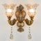 WayLuoung Vintage Floral Wandleuchte, 2 Kopf Kristallglasschirm Wandleuchte Retro-Goldene Bronzefarbe Dekoration Metall-Wandleuchte, Nachttisch Wohnzimmer Restaurant Treppen(E14 Sockel Ohne Glühbirne)