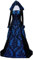 Robe longue vintage pour femme - Style gothique, médiévale et Renaissance - Taille nouée - Avec capuche - Costume de princesse Renaissance - Pour les fêtes de cosplay, Halloween, le carnaval - Bleu -
