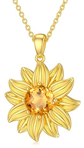 BETHZA Sonnenblumen-Halsketten für Damen 925er Sterlingsilber18 Karat vergolde, Anhänger You Are My Sunshine Schmuck