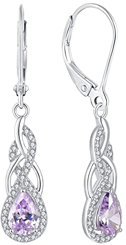 YL Unendlichkeit Knoten Tropfen Ohrringe 925 Sterling Silber Juni Geburtsstein Alexandrite Ohrringe für Damen