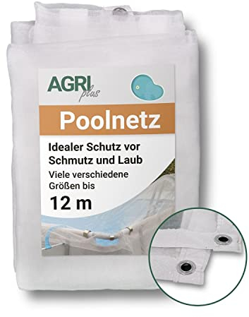 AGRI plus Poolnetz mit Ösen I 6 x 10 m I Verschiedene Maße I Engmaschiges Netz 0,8 x 0,8 mm I Abdeckung für Pool I Schutznetz mit Randverstärkung I Abdecknetz UV-stabil & wasserdurchlässig