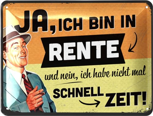 LANOLU Retro Blechschild Ruhestand - Geschenk zum Renteneintritt Männer - Lustige Rentner Deko zur Pensionierung und Rentenbeginn, 15x20cm