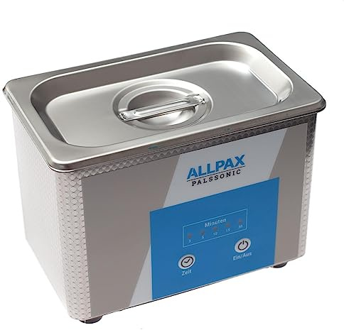 Allpax PALSSONIC Eco Ultraschallreiniger UD008, 0,8 Liter - Ideal geeignet für Brillen, Schmuck, Zahnprothesen, Münzen etc.