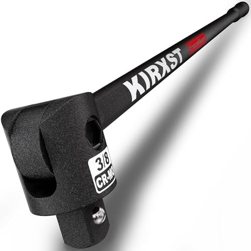 KIRXST Poignée Articulée 3/8, Clé à Douille 445 mm, Demonte Roue Ø 16 mm, Poignée Barre Noir Chrome-nickel