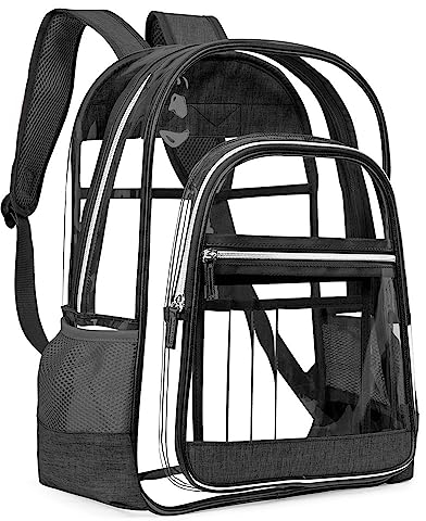 Strapazierfähiger Transparenter Rucksack, Design Mit Großem Fassungsvermögen, Transparenter Rucksack, Perfekt Für Reisen, Arbeit, Stadion, Einkaufen (Schwarz)