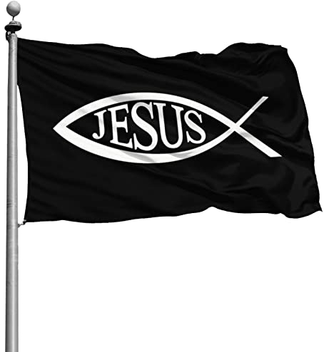 90X150cm Gartenfahne Jesus-Fisch-Symbol Yard-Flaggen Langlebig Dekorative Fahnen With Metal Grommets Hofflagge Décor Für Lawn Bauernhof Festival