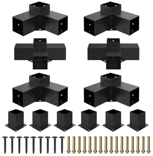 JEXALINE Pergola-Set aus schwerem legiertem Stahl mit 3-Wege-Halterungen für 10,2 x 10,2 cm (tatsächliches 9,1 x 9,1 cm) Holz, DIY-Pergola-Halterungen, geeignet für Pergolen, Gärten und