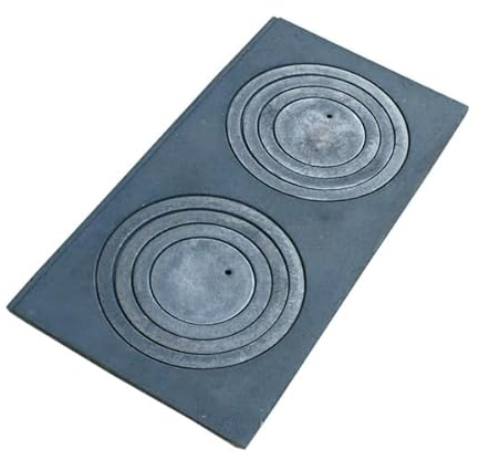 SEZAM Placa de fundición para horno con 2 agujeros, 68 x 32 cm, placa de carbón de hierro fundido gris