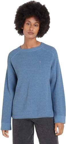Tommy Hilfiger Pullover Donna Pullover in Maglia, Blu (Vessel Blue Melange), S