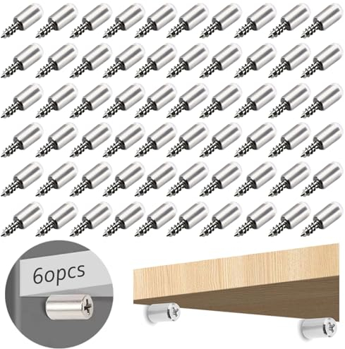 60 Stück Regalstifte Holz Bodenträger Regalbodenträger Regalbodenträger zum Schrauben Regalstifte mit Gummischutz mit 60 Transparenten Anti-Rutsch Gummihüllen für Regalhalterungen, Möbel und Schränke