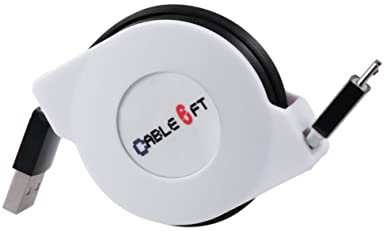 Gatuida 2m Câble De Charge USB Rétractable Câble De Chargement Portable pour Téléphones Charge Rapide Et Synchronisation des Données Noir