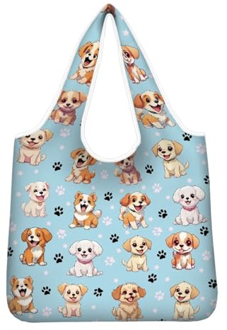 chaqlin schöne Haustier Hund Einkaufstaschen Wiederverwendbare Eco Lebensmittel Einkaufstaschen für Frauen Große Einkaufstaschen Tägliche Verwendung Reise Lagerung Lebensmittel Organizer,blau