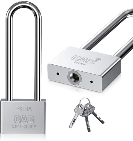 Nourdom Candado alargado con 3 llaves, candado con grillete largo de 60 mm/6,5 pulgadas, candado resistente, candado impermeable para exteriores para almacenes, puertas de contenedores, puertas de co