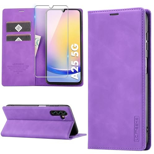 Cover per Samsung Galaxy A25 5G, Custodia Flip in Pelle per Samsung Galaxy Galaxy A25 5G, Caso in PU Pelle Premium Portafoglio Custodia Chiusura Magnetica, Kickstand, Slot per Schede, Viola