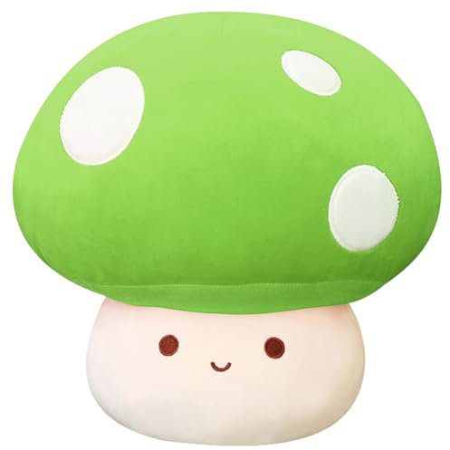 Yeqivo Stofftiere Pilze Plüsch Süße Plüschtier Hautfreundlich Pilze Kuscheltier Seitenschläferkissen Kawaii Plush Deko Wurfkissen Mushroom （23CM,Grün）