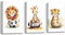 CXHOSTENT Dschungeltiere Kinderzimmer Wanddekoration 3 teilig Löwe Giraffe Tiger mit Fußball Leinwand Wandbilder Aquarell Tier Wanddekoration (B, 30.00 x 40.00 cms x 3PCS)