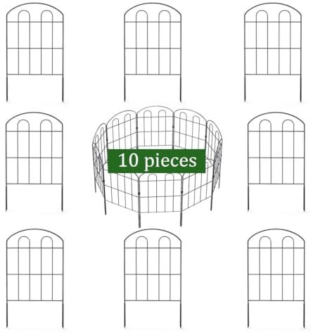 My Link 10 Pack Decorative Garden Fence Outdoor 24inches (H) x 13inches (L),Animal Barrier Fence for Dogs Antirust Metal Fence Panels for Garden Outdoor.