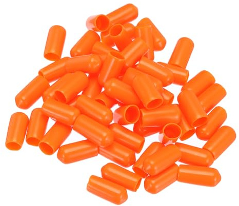 sourcing map 100pcs Rubber End Caps 7mm(1/4) ID Screw Protectors,Orange | Vinyl PVC Round Tube Bolt Cap Cover,Screw Thread Protectors