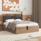 Letto matrimoniale imbottito 160 x 200 cm con contenitore, 2 cassetti in griglia metallica, similpelle PVC, struttura in metallo e doghe in legno, venature del legno vintage, max 300 kg