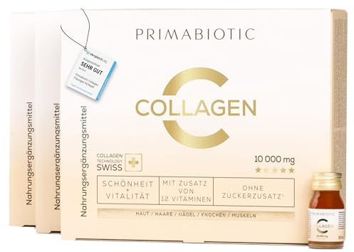 Colágeno Bebible – Primabiotic Collagen 10 000 mg | 90 Botellitas de 30 ml (2700 ml) | Complemento Alimenticio Bebible para el Cuidado de la Piel | Apoyo para Piel, Cabello y Articulaciones