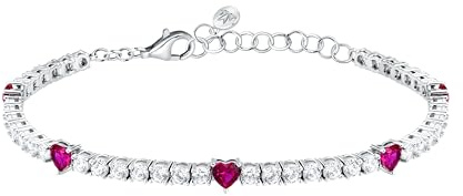 Morellato Bracciale Donna in Argento 925‰ riciclato, Tennis, Cuore, Collezione TESORI, Regalo Fidanzata