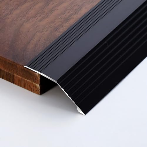 Raouoae Übergangsprofil Höhenausgleich 3-15mm/6-20mm/10-40mm Abschlussprofil Übergangsschiene Aluminium Übergangsleiste Länge 90cm*3 Böden Überbrücken Die Lücke(Schwarz,Breite: 55 mm)