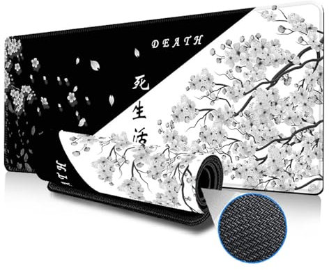 Hixingo 3D Large Mouse Mat, Gaming Mouse Pad, Black and White Life Mouse Pad, Mousepad with Stitched Edges, Non-Slip Rubber Base Mouse Pads for Office & Home (White 2,600x300x3mm)