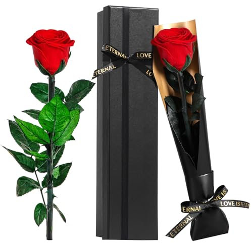 Touloube Rosa Stabilizzata Regalo per la Festa Della Mamma per Donne Mamma Moglie, Vera Eterna Rosso Fiori Regalo, Idee Regalo Donna Compleanno Anniversario, Regali Mamma Fidanzata Moglie Sorella