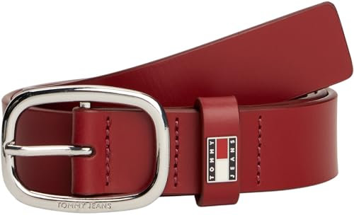 Tommy Jeans Damen Tjw Oval 3.0 Aw0Aw15836 Fester Gürtel, Red (Rustic Cherry), 80 cm